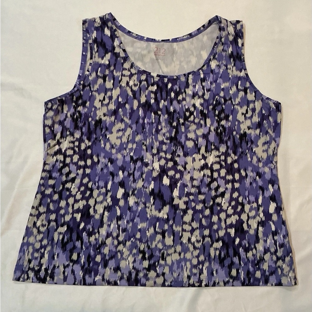 212 Collection Sleeveless Blouse Women's Large Purple Print Pullover Top